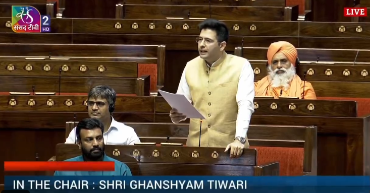 photo: raghav chaddha in rajya sabha 